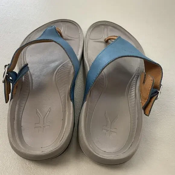 KURU Suomi Sandals Womens 9 Blue Leather Thong Buckle Comfort Arch Support Shoes - Picture 7 of 13